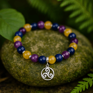 Bracelet Tinkuy, l'Hôte des Trois Mondes en Pierres naturelles & Triskel (Argent 925)